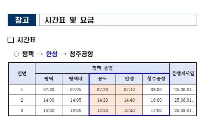안성시, 청주국제공항행 공항버스 8월 1일 운행 개시