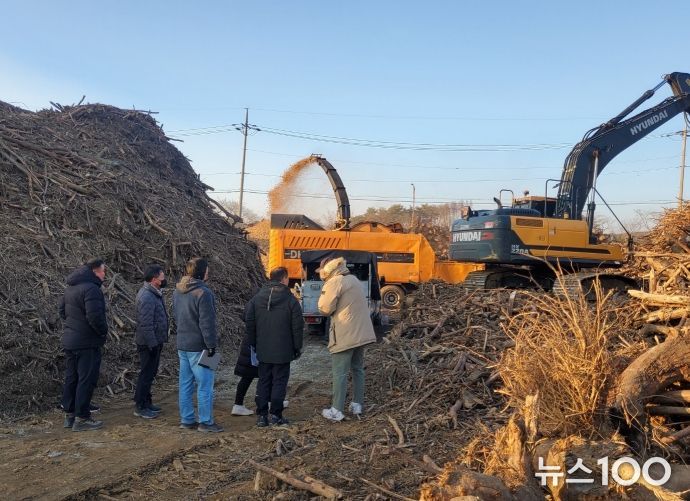 미이용 산림바이오매스 파쇄 현장 점검