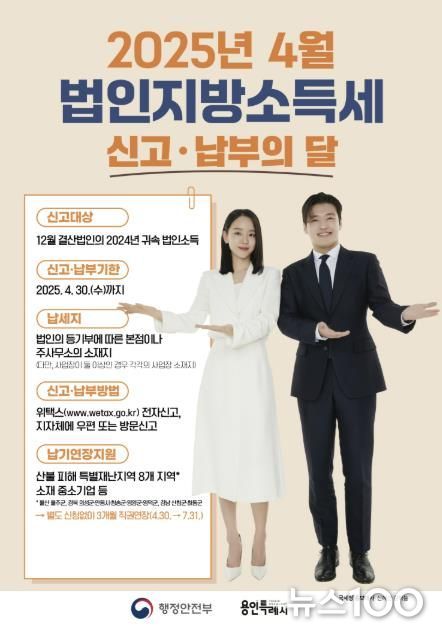 용인특례시 4월 법인지방소득세 신고·납부의 달 홍보 포스터