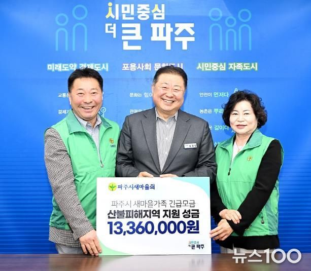 파주시새마을회, 산불 피해지역 성금 1,336만 원 전달