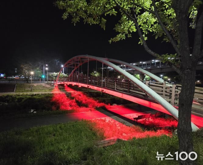 전대리 인도교에 설치된 LED 조명 전경