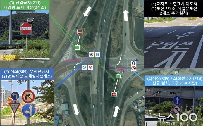 용인특례시 처인구가 국도45호선 송전교차로에 교통안전시설물을 보강했다