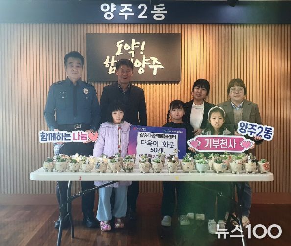 양주시 삼숭다함께돌봄센터, 양주2동에 독거어르신 위한 다육이 화분 50개 기부