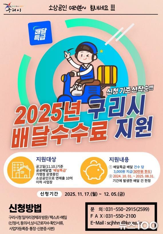 구리시, 소상공인 배달 수수료 지원으로 민생 안정에 앞장