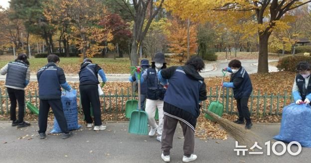 수원시 영통구 영통2동, 덕영대로 일대 낙엽 대청소 실시