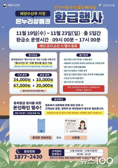 안산시농수산물도매시장 온누리상품권 환급행사 디지털 홍보자료.