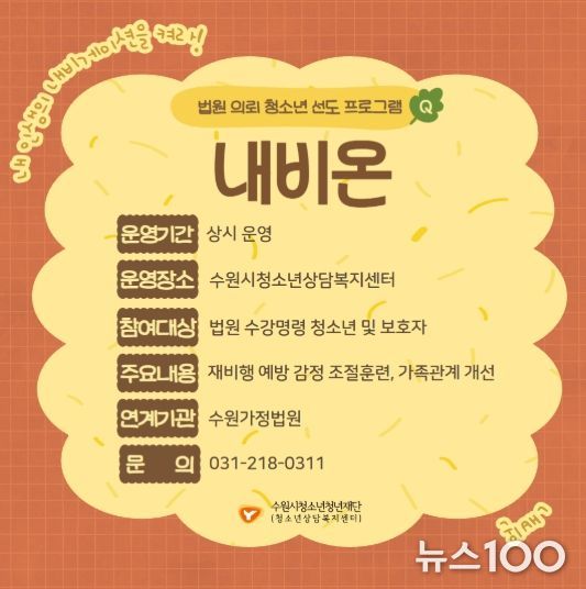 법원 의뢰 청소년 선도프로그램 ‘내비온’ 홍보 포스터