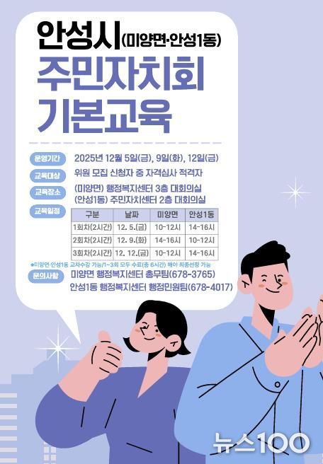 안성시, 미양면‧안성1동 ‘주민자치회 기본교육’ 실시