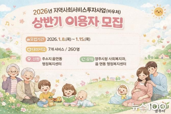 양주시, 2026년 상반기 지역사회서비스투자사업 이용자 모집