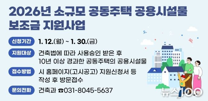 안양시, 소규모 공동주택 공용시설물 보조금 지원사업 추진