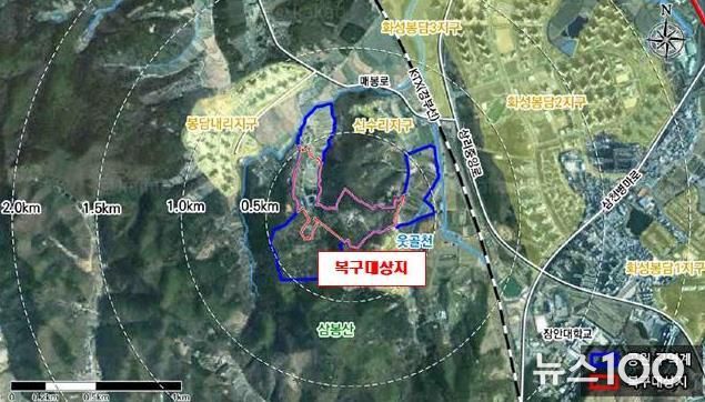 화성문화생태공원 봉담3지구 훼손지복구사업 대상지 위치도