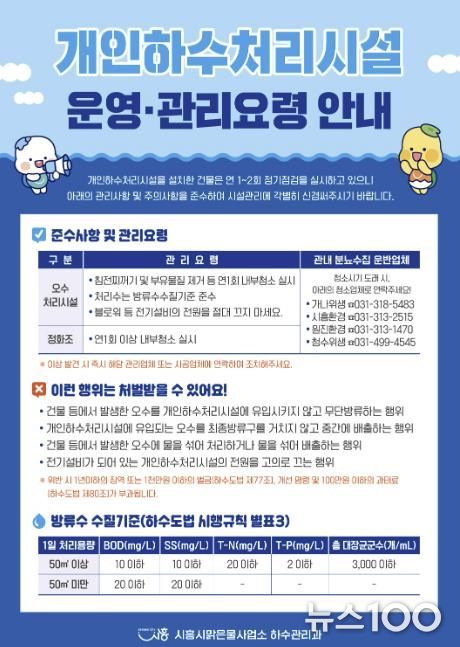 시흥시, 3월부터 '개인하수처리시설 지도점검' 본격 실시