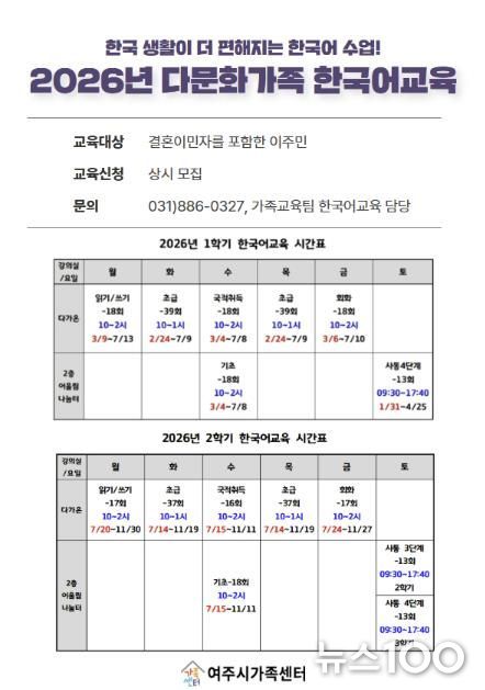 여주시, 다문화가족 안정적 정착을 위한 한국어교육 운영