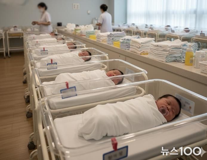 산후조리원에 누워있는 신생아들의 모습(AI 생성 이미지). 부천시는 올해부터 출산지원금 지급 대상을 첫째 자녀부터로 확대한다.