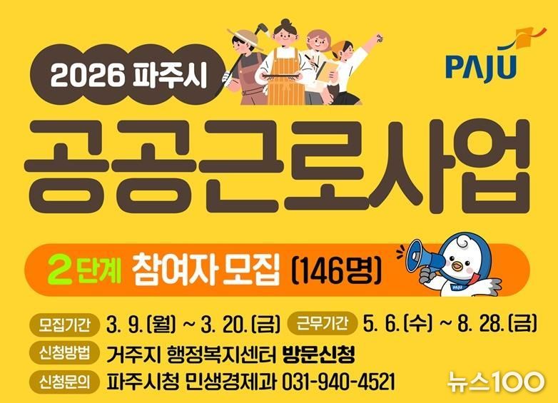 파주시, 2026년 2단계 공공근로 참여자 146명 모집